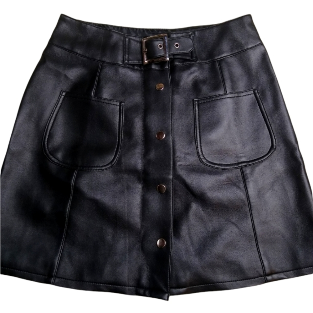 Retro Christina Polyvinyl Black Short Skirt Size 9/10